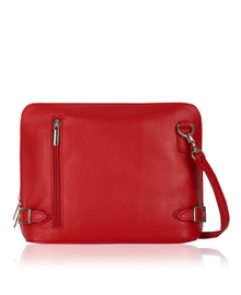  Italian Leather, The Michelle Crossbody Handbag, Classic Red
