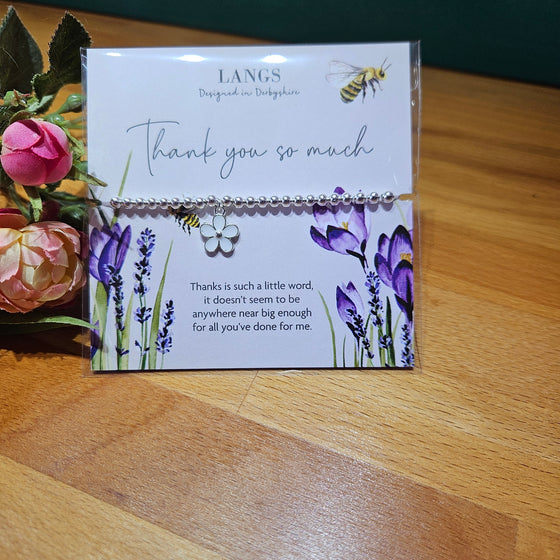 Silver Finished Stretchy Bracelet - Thank You So Much