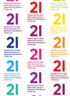 Funny wrapping paper, the number 21 is printed in a repeating pattern all over the paper in rainbow colours. Perfect for wrapping up their 21st birthday gift! Gift wrap for any occasion.