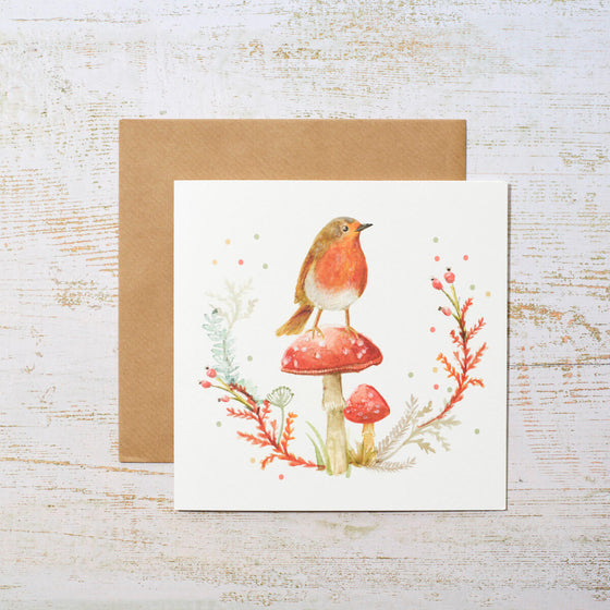 Rustic Robin - Blank Greeting Card