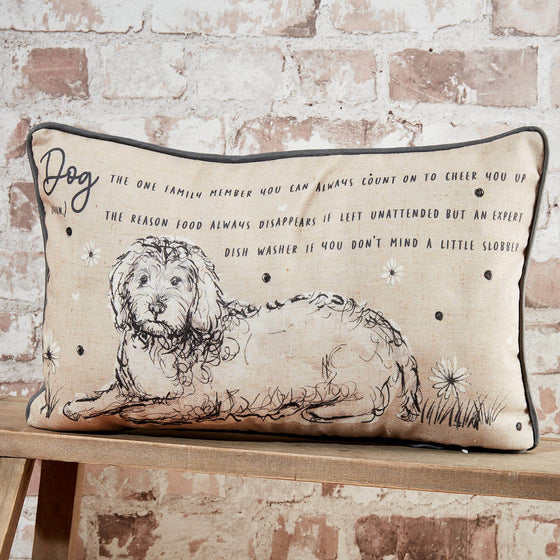 Definition of Dog - Oblong Cushion w/ Cockapoo Artwork