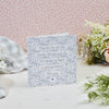 Blank Greeting Card for Women; the design is a light blueish grey background with white flowers on it. The text across the centre reads "Thanks for all the lovely things you do it's great to have a special friend like you" and there is a filled in heart underneath the text