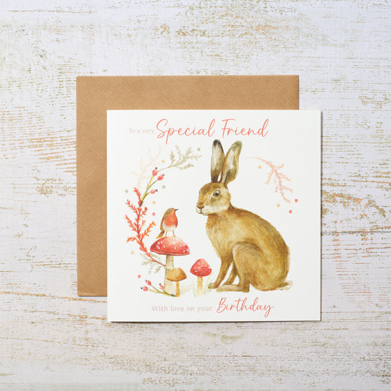 Woodland Animals Special Friend - Blank Birthday Card for Women