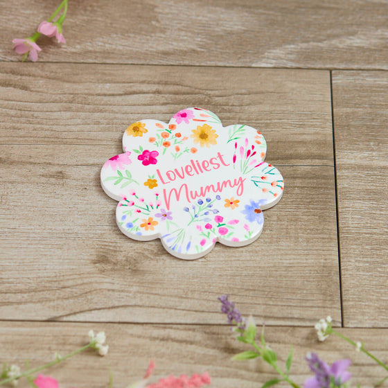 Bright and Cheery Flower Shaped Ceramic Coaster Loveliest Mummy