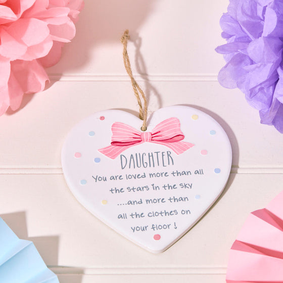 Daughter You are Loved - Heart-Shaped Ceramic Hanger for Daughter