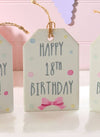 White with Pastel Spots Ceramic Gift Tag - Happy 18th Birthday