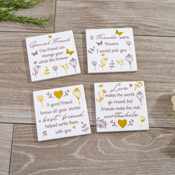 A Good Friend Knows Your Stories - Square Ceramic Coaster