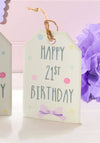 White with Pastel Spots Ceramic Gift Tag - Happy 21st Birthday