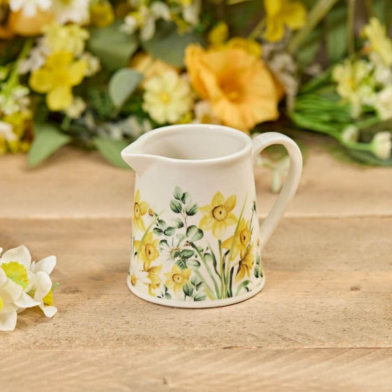 Small Stoneware Milk Jug - Yellow Daffodills