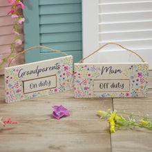  Bright and Cheery Spring Florals Rotating Wood Sign - Grandparents On and Off Duty