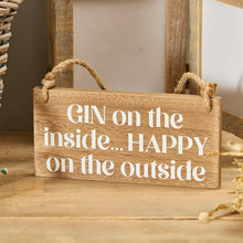  Rustic Wood Hanging Plaque - Gin on the Inside