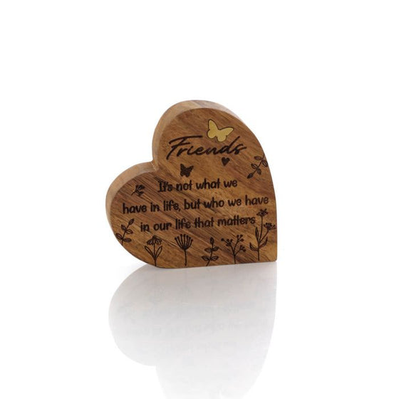 Wood Heart Shaped Block - Friends