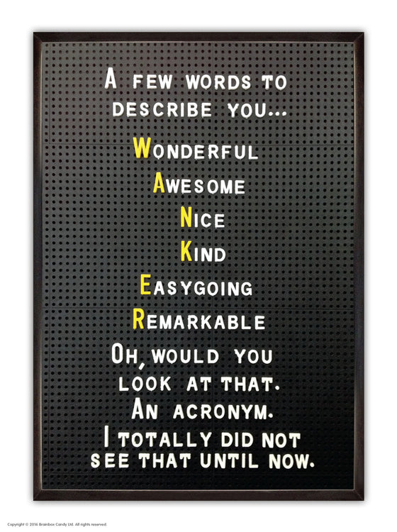 Black A6 Paperback Notebook - Acronym WANKER