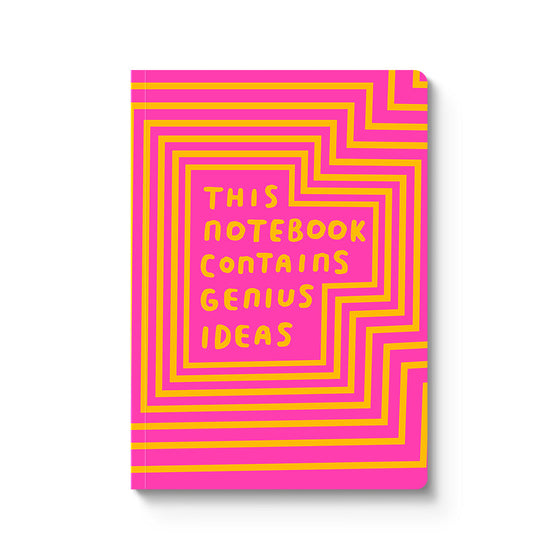 A5 Lined Paperback Notebook Bright Pink This Notebook Contains Genuis Ideas