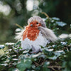 Adele the robin, an adorable, soft and cuddly plush toy, designed by Hannah Dale. Adele has a glamorous, botanical and gregarious personality. A perfect gift for animal lovers of all ages. Wrendale Designs.