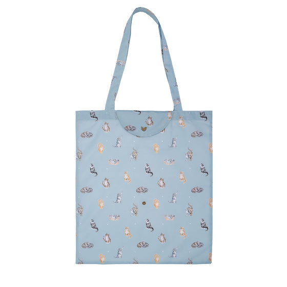 Wrendale Designs - Feline Friends Design Foldable Shopping Bag with Snap Closure