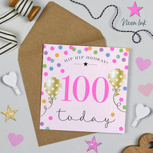  Pink Birthday Balloons, 100th Birthday Card for Women