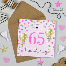  Pink Birthday Balloons, 65th Birthday Card for Women