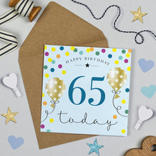  Blue Birthday Balloons, 65th Birthday Card for Men