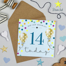  Blue Birthday Balloons, 14th Birthday Card for Teenage Boys