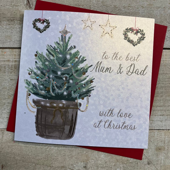 Elegant blank christmas card best mum and dad with love 1