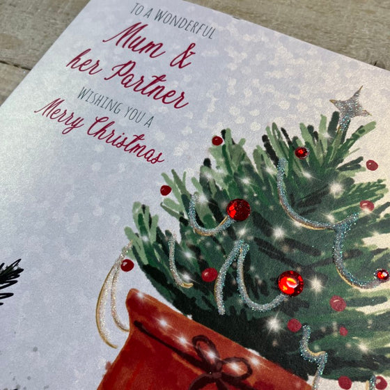 Elegant Blank Christmas Card Mum and her Partner Merry Christmas 2