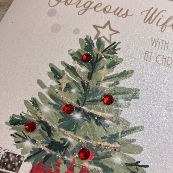 elegant blank christmas card Gorgeous Wife sparkling christmas tree and gifts 1