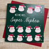 fun blank christmas card for nephew dancing santa heads Ho Ho Ho