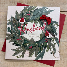  blank christmas card husband red robins christmas wreath 1