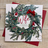 blank rustic christmas card for wife red robins red velvet bow 