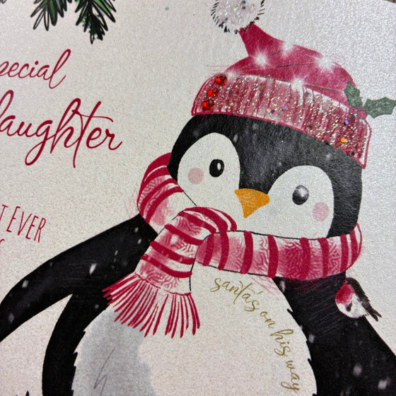 Cute Blank Christmas Card Special Granddaughter Penguin Fun 1