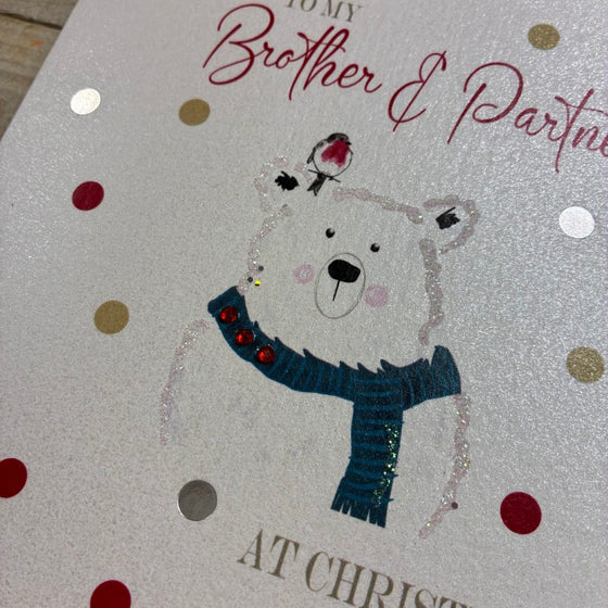 Fun Blank Christmas Card Brother and Partner 2