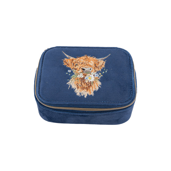Wrendale Designs Embroidered Highland Cow Accessories Case - Daisy Coo