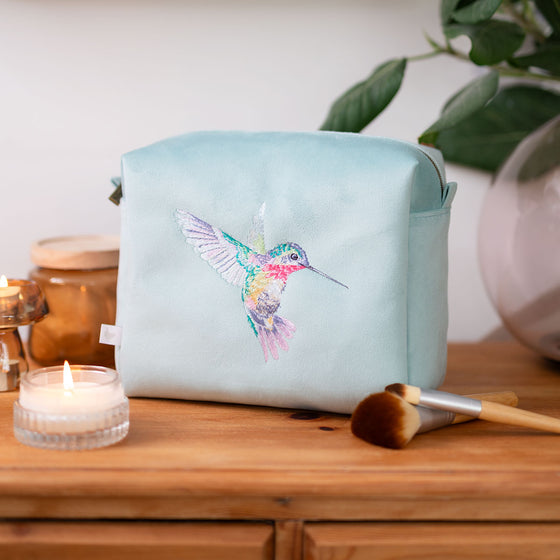 Wrendale Embroidered Hummingbird Cosmetics Bag - Wisteria Wishes