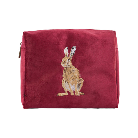 Wrendale Embroidered Hare Cosmetics Bag - Golden Hour