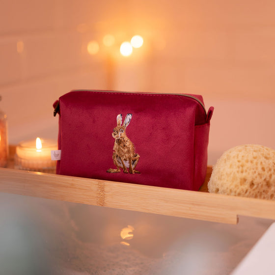 Wrendale Designs Embroidered Hare Make Up Bag - Golden Hour