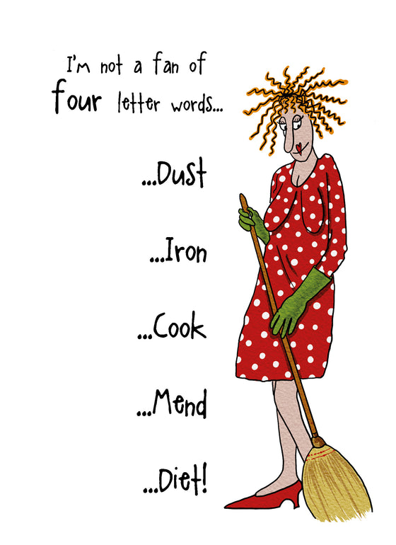 Camilla and Rose - I'm Not a Fan of Four Letter Words - Funny Blank Women's Greeting Card