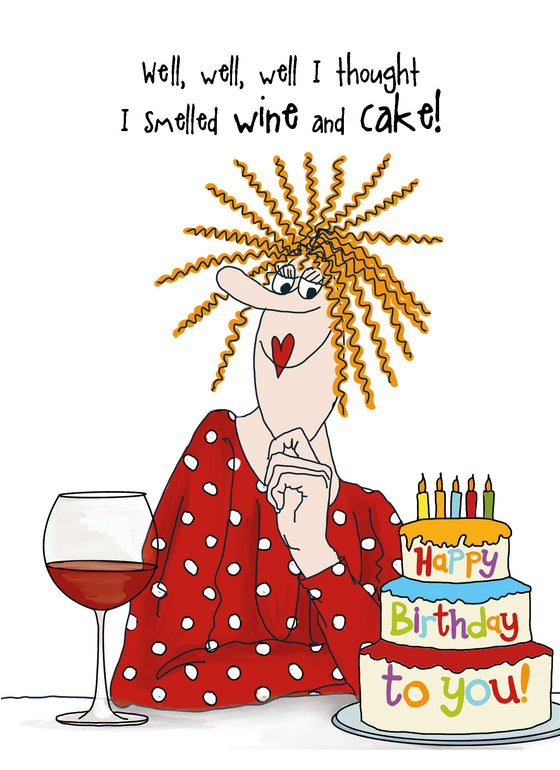 NEW Camilla and Rose - I Thought I Smelled Wine and Cake - Funny Blank Women's Birthday Card