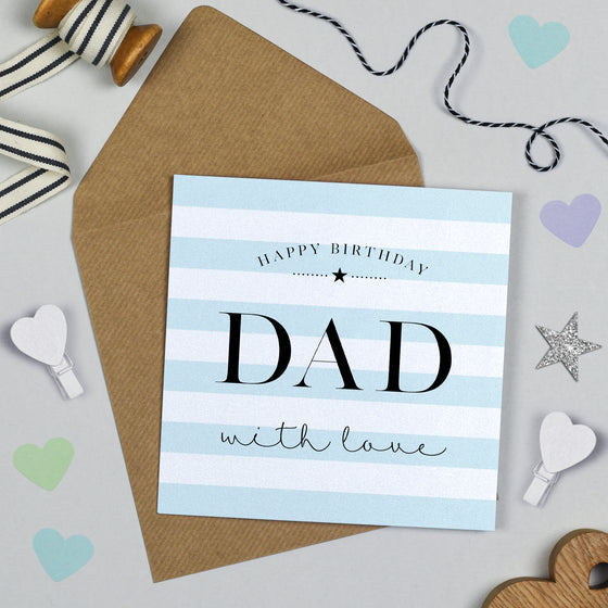 Candy Stripe Blank Birthday Card, Happy Birthday Dad