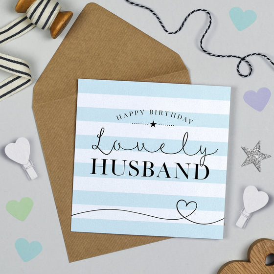 Candy Stripe Blank Birthday Card, Lovely Husband