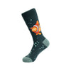 Clowning around, a warm pair of high quality, dark teal bamboo socks for men. Featuring a gorgeous artwork by Hannah Dale of a funny clownfish. A perfect gift for animal lovers. Wrendale Designs
