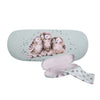 Hard sided, fabric covered glasses case, featuring Hannah Dale's watercolour artwork on both sides of the case! Snuggling owlets. Wrendale Designs.
