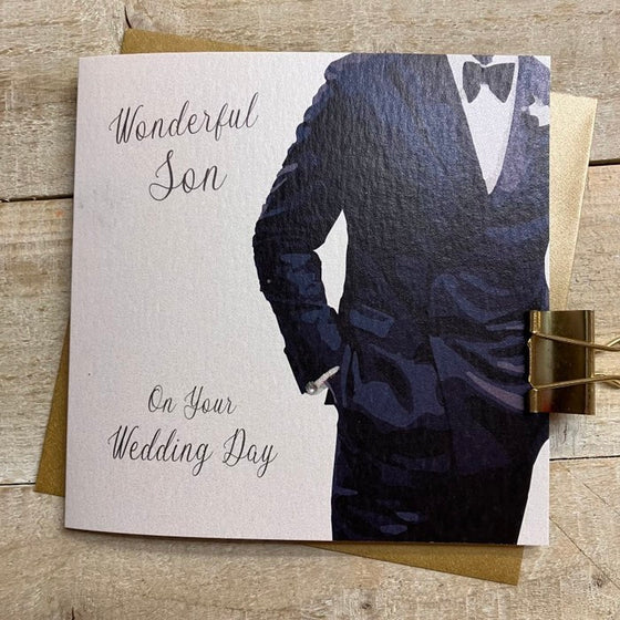 Elegant Blank Wedding Day Card - Wonderful Son On Your Wedding Day