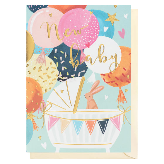 Blank New Baby Greeting Card - New Baby Balloons