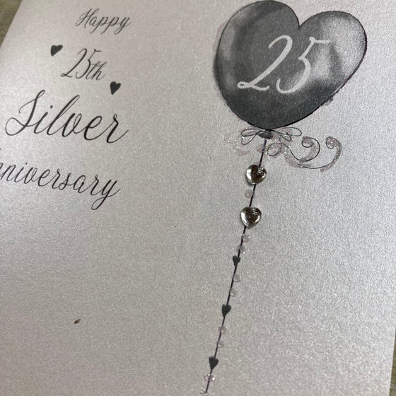 Elegant Blank 25th Wedding Anniversary Card - Happy 25th Silver Anniversary