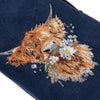 Navy blue glasses pouch from Wrendale Designs. This pouch features an embroidered highland cow stitched into the soft navy blue fabric. Designed by Hannah Dale.