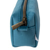 Calming dark teal brush bag. Featuring Hannah Dale's embroidered fox, stitched into the soft, velvet like fabric. Wrendale Designs, gifts for women. Metal zip with 'Wrendale' engraved into it.