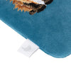 Soft fabric glasses pouch, featuring a small embroiderd red fox stitched into the dark teal fabric, by Hannah Dale. With 'Wrendale Designs' engraved into the metal zip.