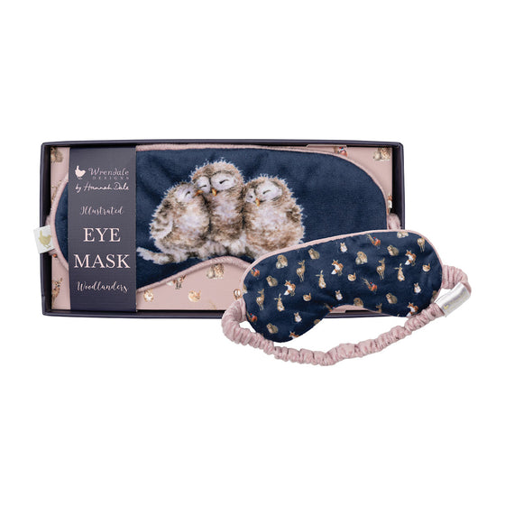 Wrendale Designs - Navy Blue Plush Eye Mask - Trio of Owls