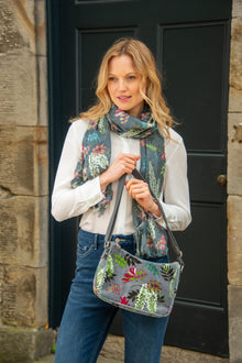  NEW Grey Velvet Emily Crossbody Bag w/ Botannical Print by Earth Squared